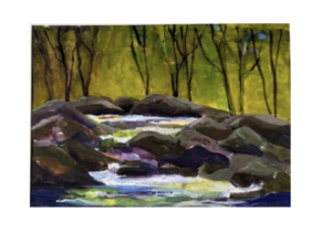 Mountain Brook Size unframed: 10’ X 13 ¾’ 20’ X 24 matted by Antonio del Moral 